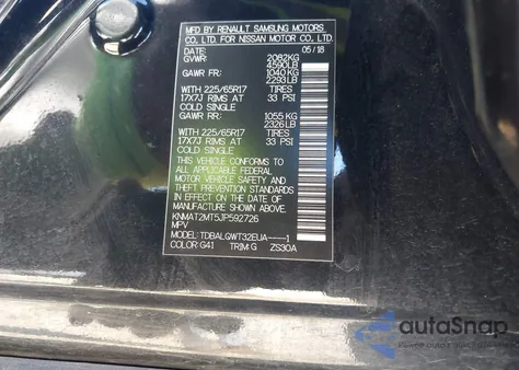 2018 Nissan Rogue Sv z USA, uszkodzony, nr VIN KNMAT2MT5JP592726